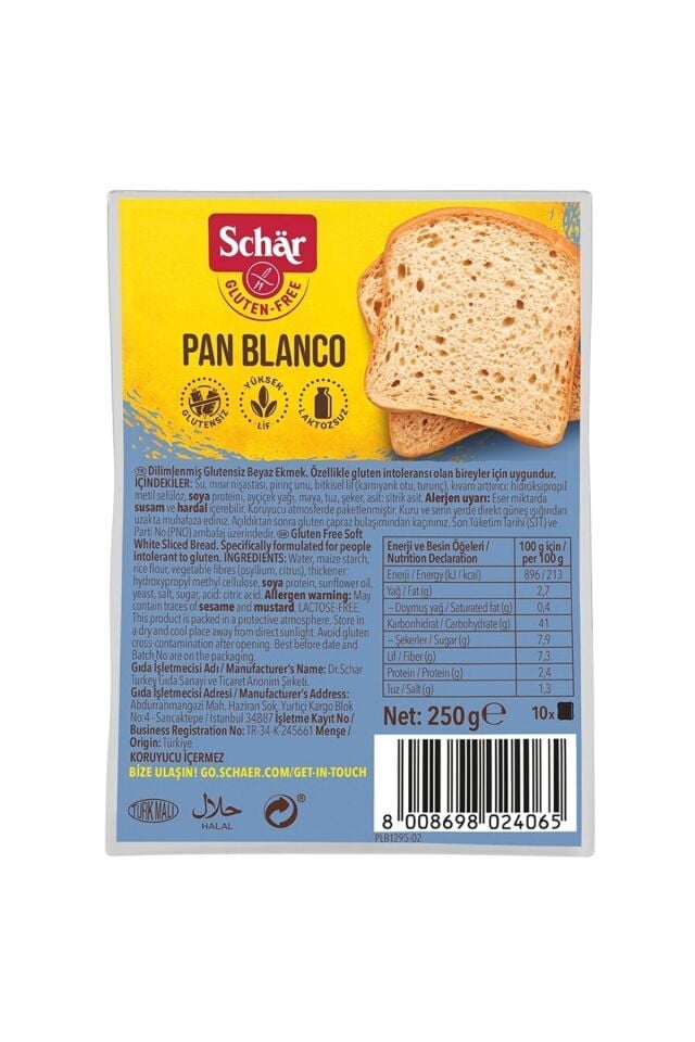 Schar Pan Blanco Glutensiz Beyaz Ekmek 250 gr