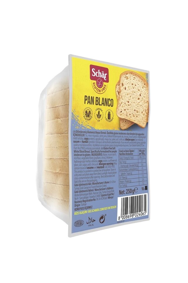 Pan Blanco Glutensiz Beyaz Ekmek 250 gr (8 ADET)