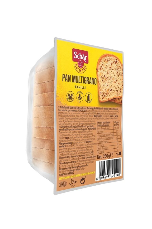 Pan Multigrano Glutensiz Ketenli Ayçekirdekli Ekmek 250 gr (8 ADET)