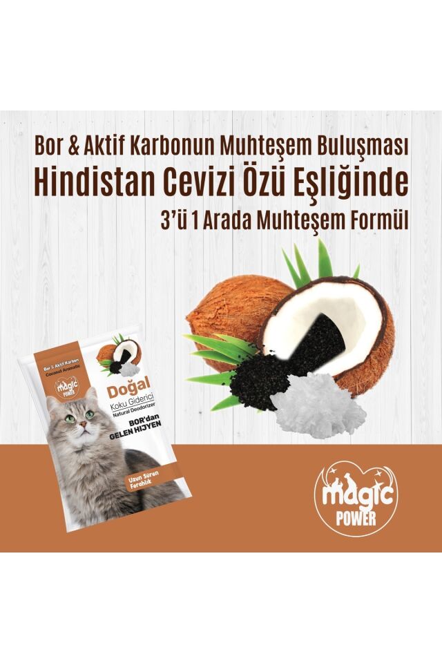 Kedi Kumu Koku Giderici Aktif Karbon ve Hindistan Cevizi Özlü 5 Adet Kötü Kokulara Son