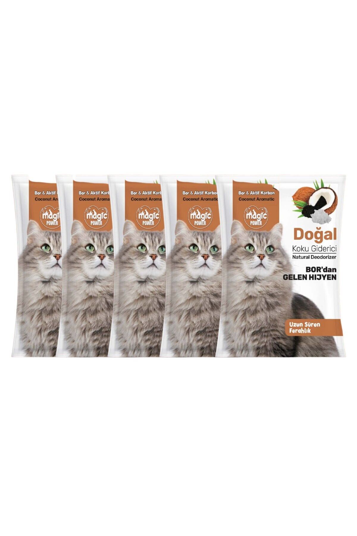 Kedi Kumu Koku Giderici Aktif Karbon ve Hindistan Cevizi Özlü 5 Adet Kötü Kokulara Son