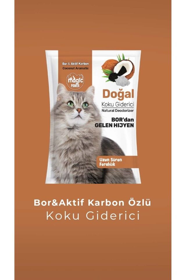 Kedi Kumu Koku Giderici Aktif Karbon ve Hindistan Cevizi Özlü 5 Adet Kötü Kokulara Son