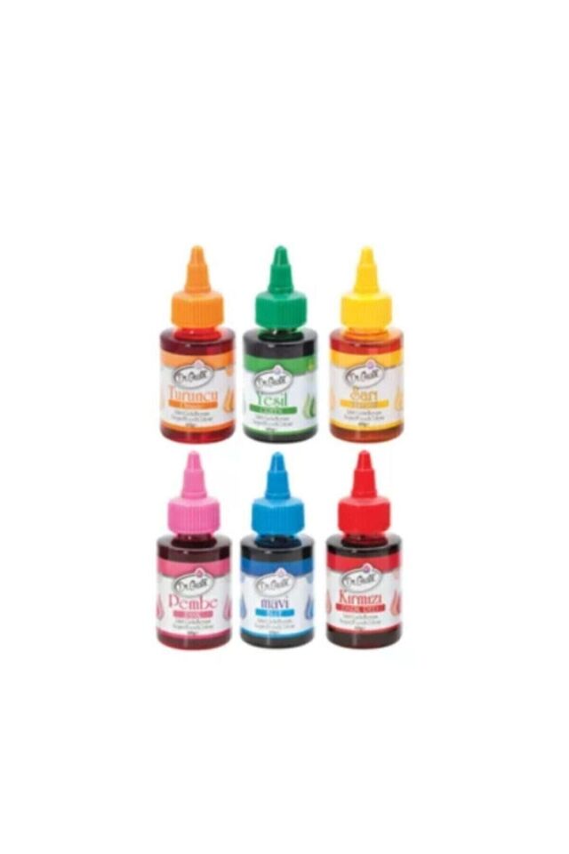 Dr Gusto 60 gr 6 Lı Sıvı Gıda Boyası Sarı Pembe Kırmızı Turuncu Yeşil Mavi