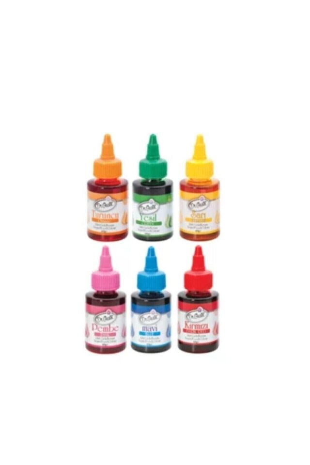 Dr Gusto 60 gr 6 Lı Sıvı Gıda Boyası Sarı Pembe Kırmızı Turuncu Yeşil Mavi