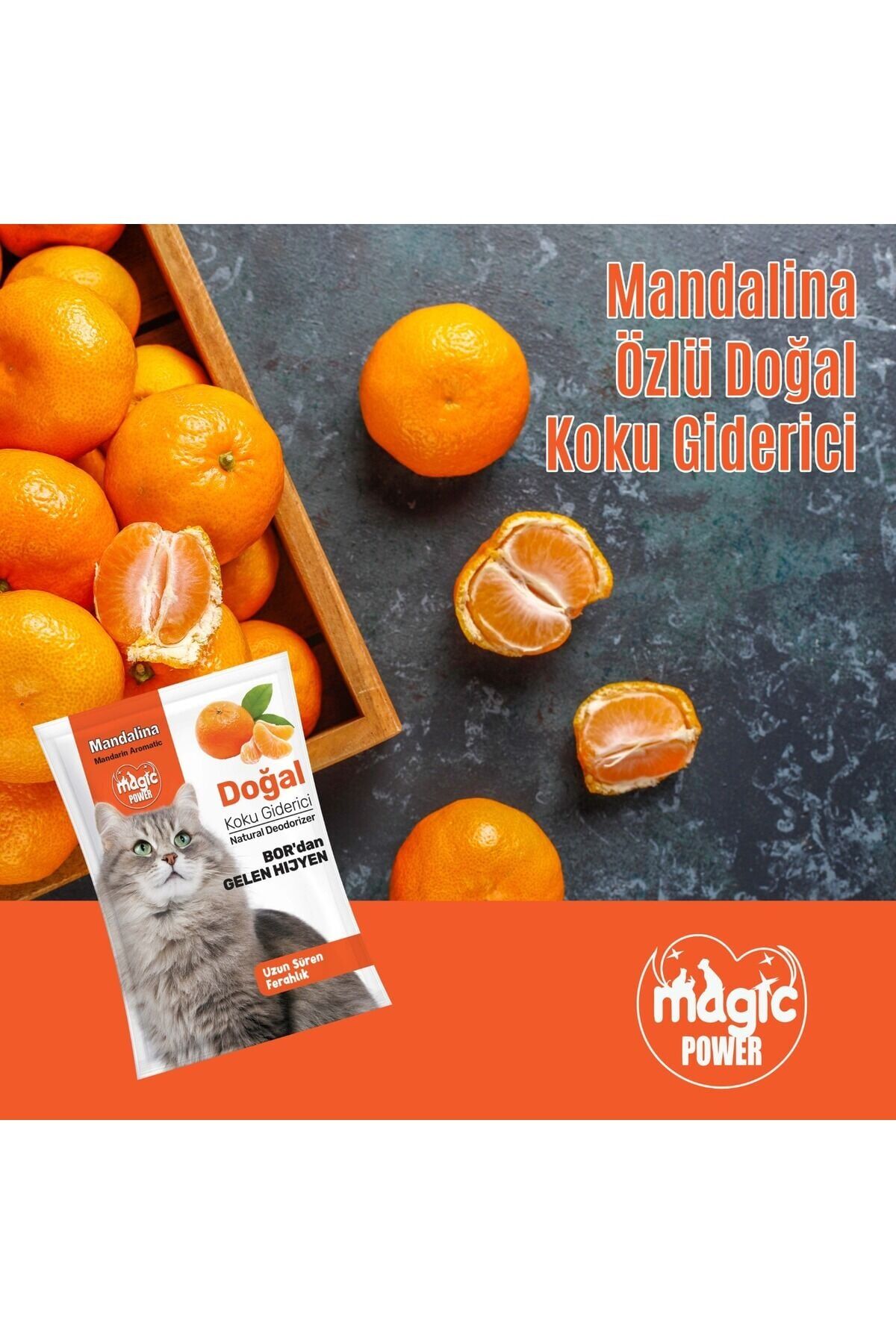 Kedi Kumu Koku Giderici Mandalina Özlü Doğal Koku Giderici Borun Mucizesi