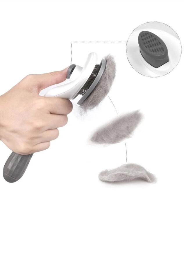 Otomatik Temizlenen Tuşlu Evcil Hayvan Fırçası Kedi Köpek Tüy Toplayıcı Tarak