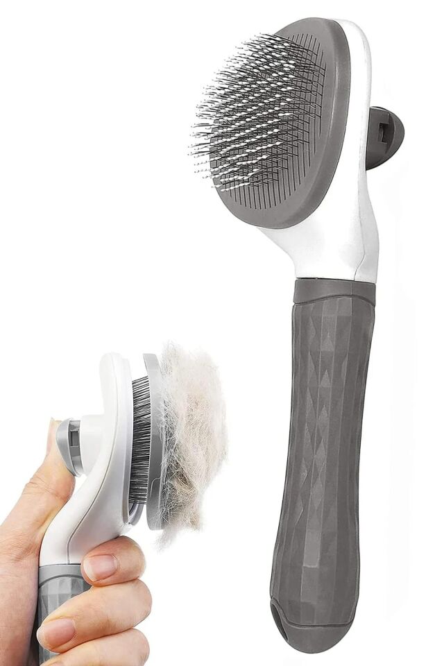 Otomatik Temizlenen Tuşlu Evcil Hayvan Fırçası Kedi Köpek Tüy Toplayıcı Tarak