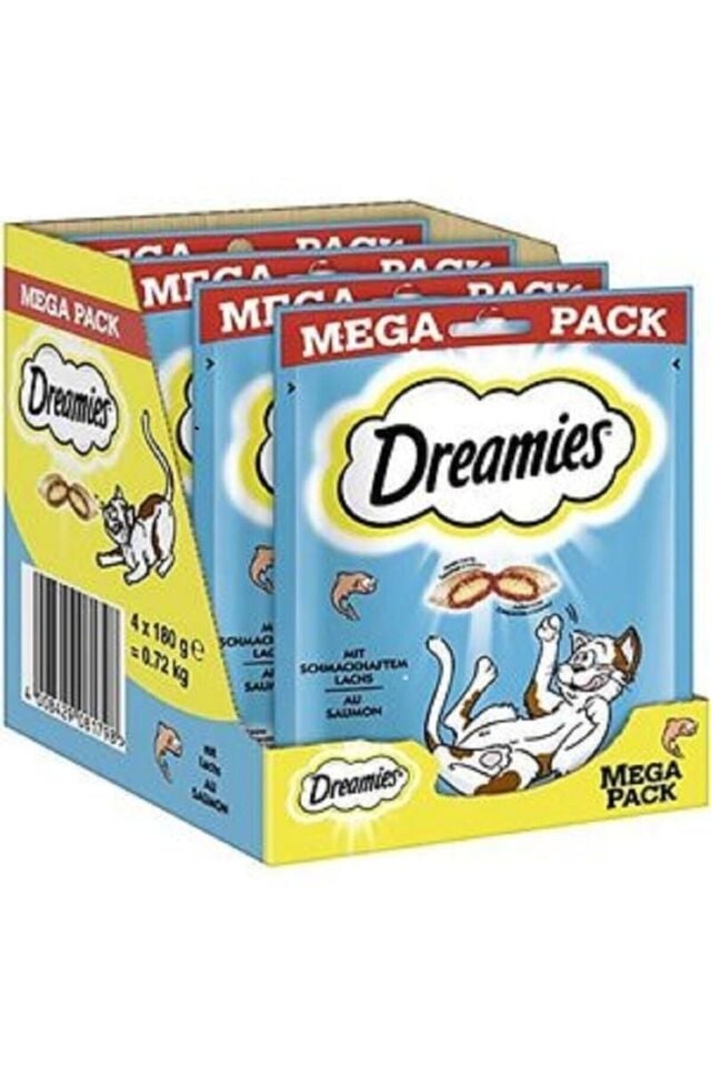 Mega Pack Iç Dolgulu Somonlu Kedi Ödül Bisküvisi 4 X180 gr