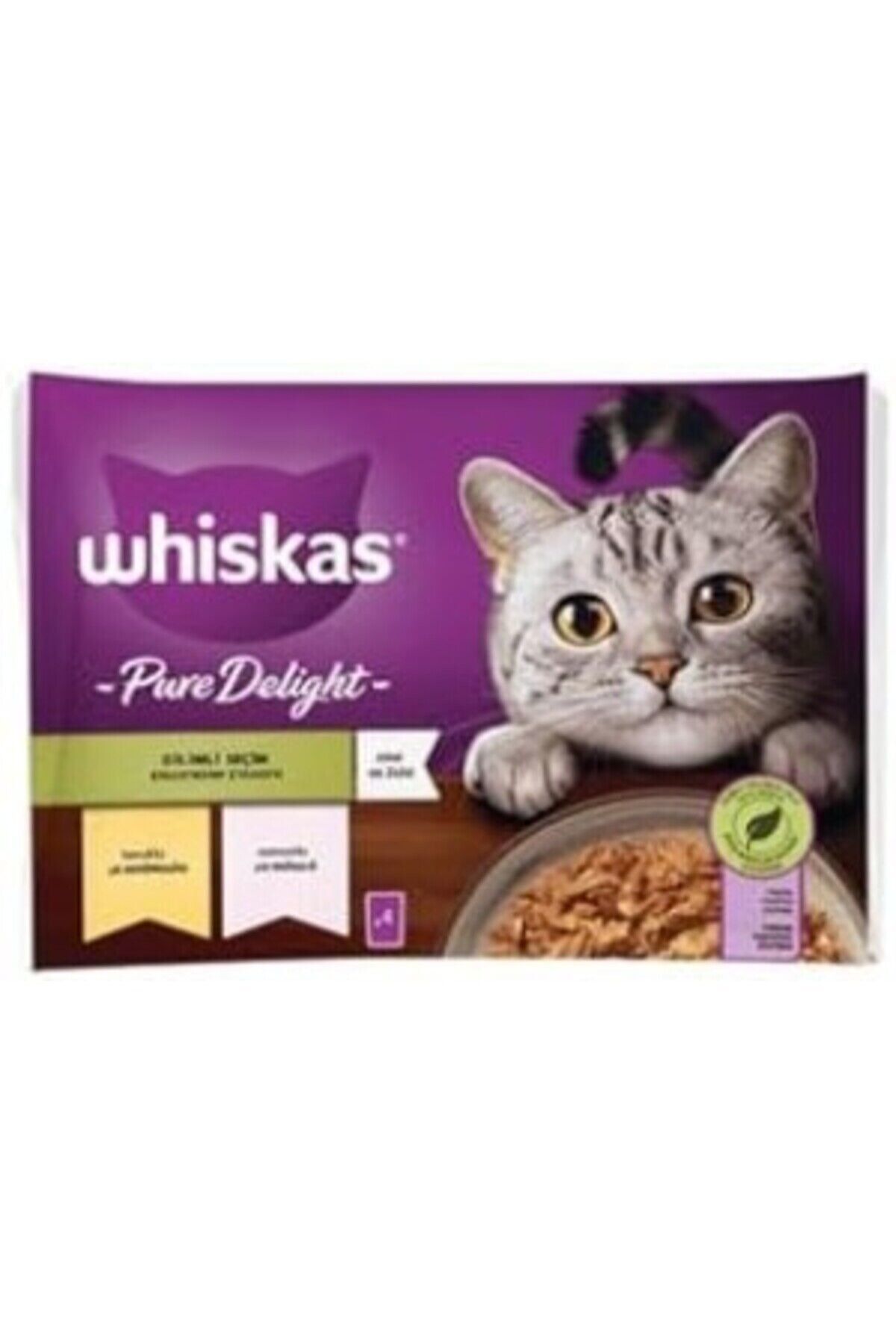 Whiskas Pouch Pure Delight Jöle İçinde Tavuklu ve Somonlu Yetişkin Kedi Konservesi 4x85 Gr