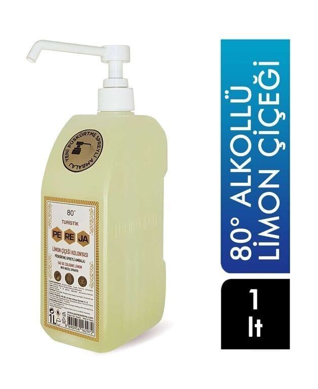 Pereja 80° Alkollü Kolonya 1000 ml Pompalı Limon Çiçeği Adet (1 Adet)