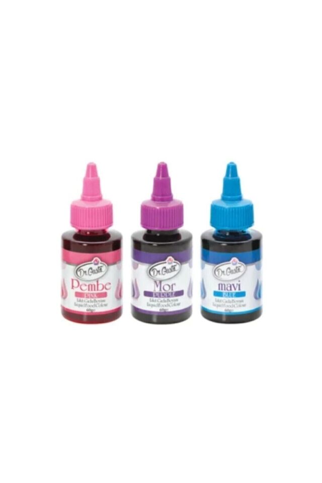 Dr Gusto Sıvı Gıda Boyası 3lü Pembe-mor-mavi 60 gr X3