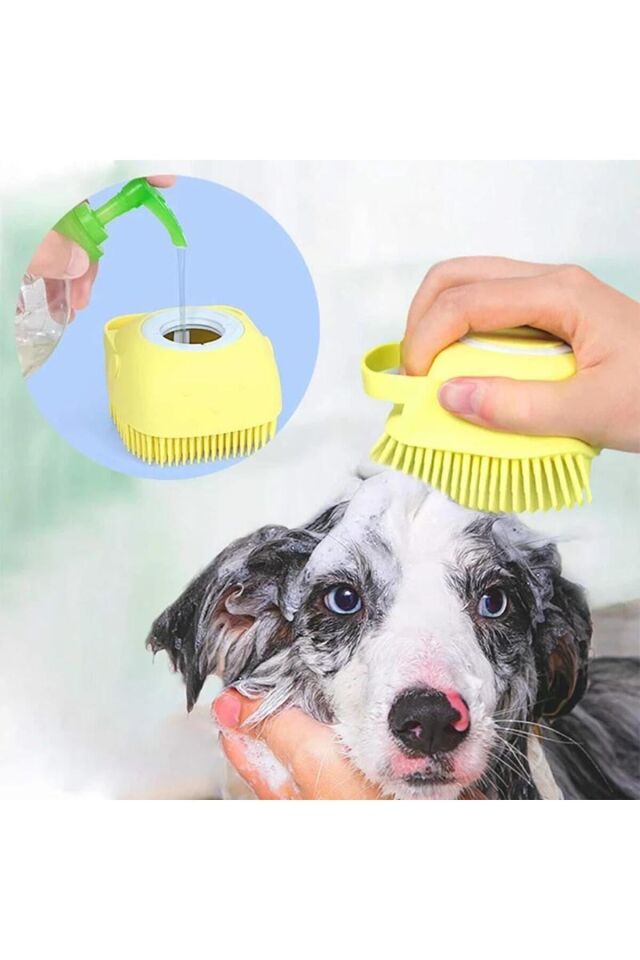 Şampuan Hazneli Kedi Ve Köpek Evcil Hayvan Yıkama Fırçası Silikon