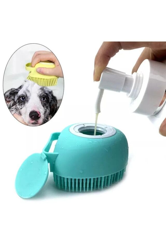 Şampuan Hazneli Kedi Ve Köpek Evcil Hayvan Yıkama Fırçası Silikon