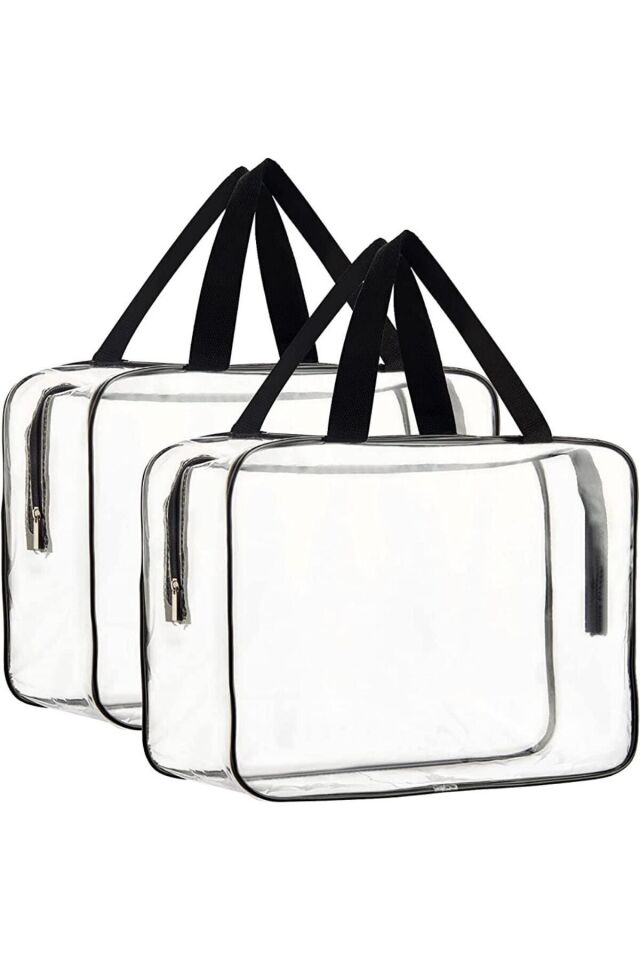 Bybaby Tatil, Plaj, Kozmetik ,makyaj Bakım Çantası Seti, Şeffaf Su Geçirmez , Büyük Boy 2 Adet Çanta