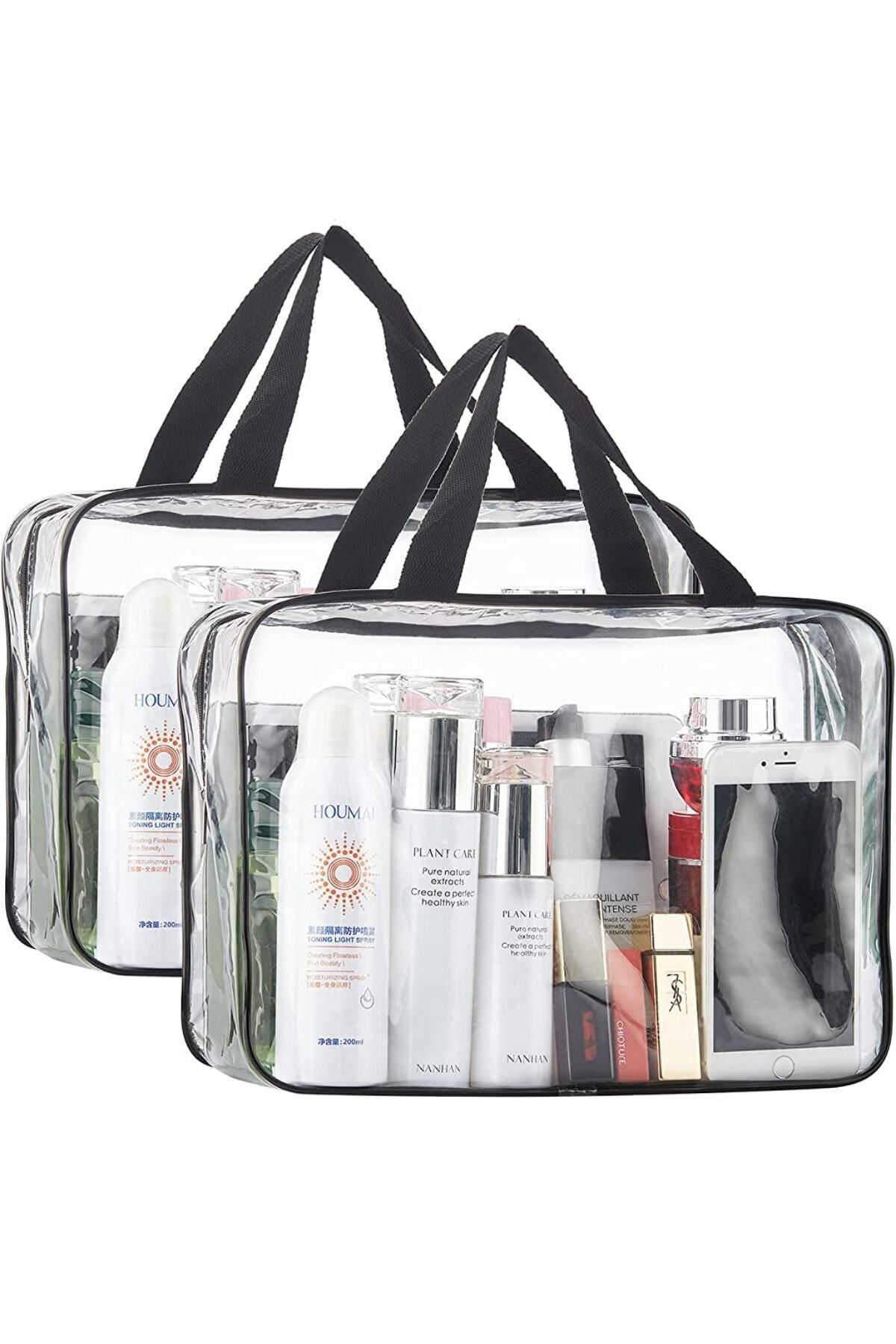 Tatil, Plaj, Kozmetik ,makyaj Bakım Çantası Seti, Şeffaf Su Geçirmez , Büyük Boy 2 Adet Çanta