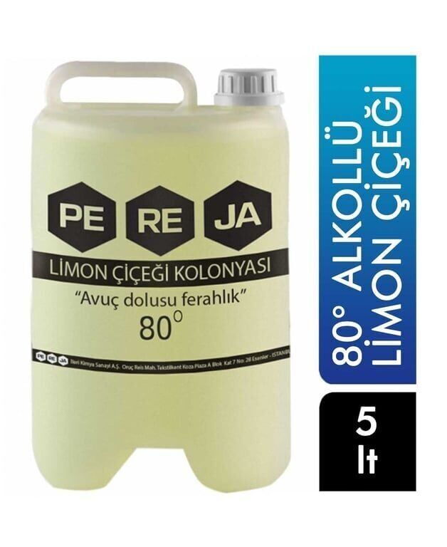 Pereja Limon Çiçeği 80° Alkollü Kolonya 5000 ml Koli (4 Adet)