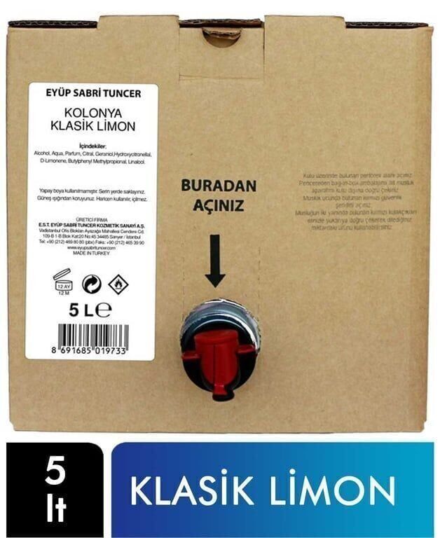 Eyüp Sabri Tuncer 5 Litre Limon Kolonyası Adet (1 Adet)