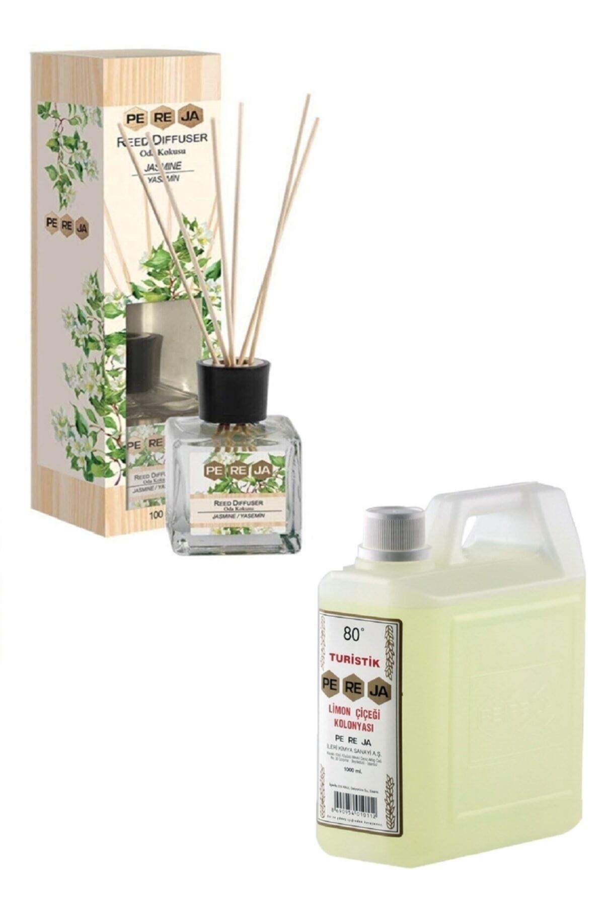 Çubuklu Oda Kokusu Yasemin 100 Ml Ve Limon Çiçeği Kolonyası 1 Litre Avantajlı Set