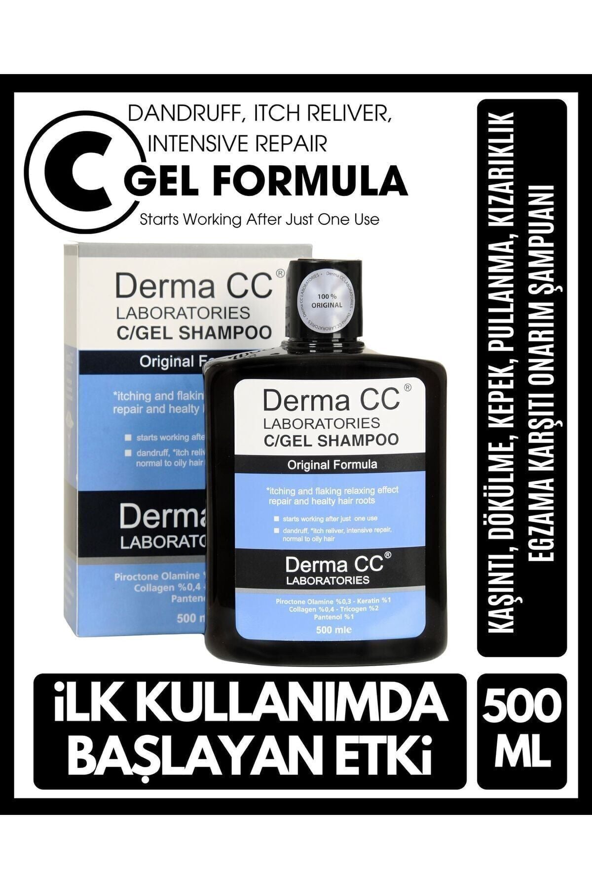 Derma CC LABORATORIES C/gel Shampoo - Saç Köklerini Onaran Bakım Şampuanı 500 ml