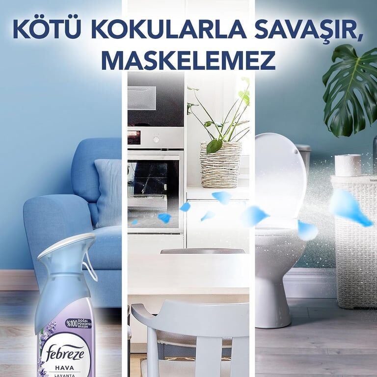 Febreze Lavanta 185 ml Hava Ferahlatıcı Oda Kokusu Koli (8 Adet)