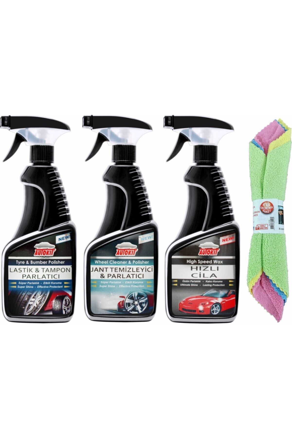 Lastik Parlatıcı Hızlı Cila Jant Temizleyici 4'lü Bez Set