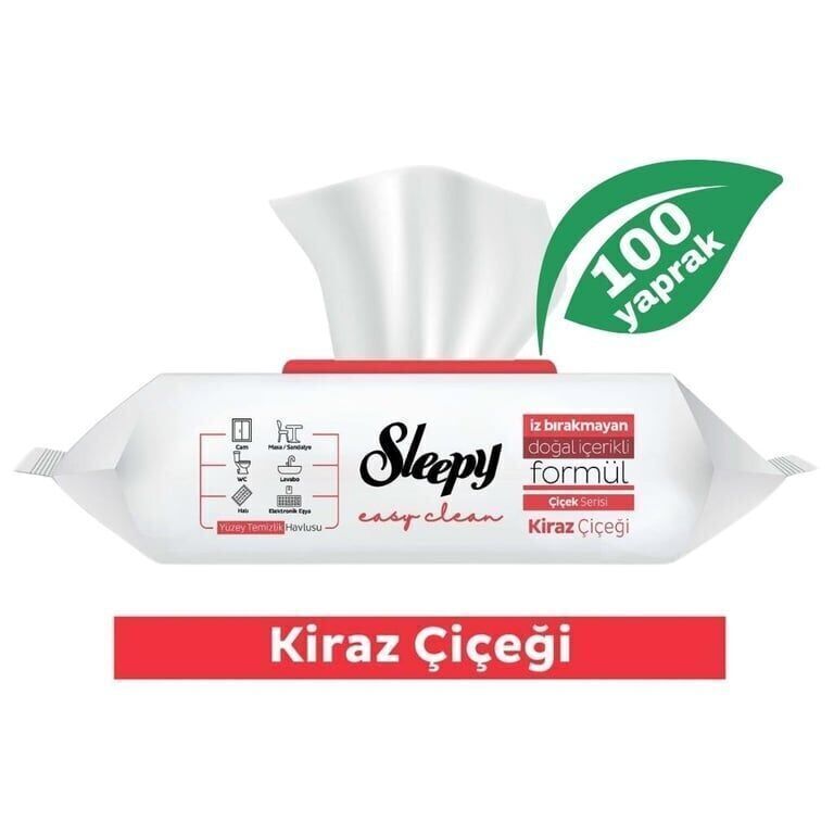 Sleepy Easy Clean Kiraz Çiçeği Yüzey Temizlik Havlusu 100 Lü Adet (1 Adet)