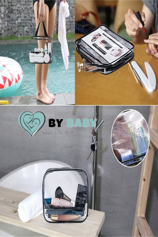 Bybaby Tatil, Plaj, Kozmetik ,makyaj Bakım Çantası Seti, Şeffaf Su Geçirmez , 3 Adet Çanta