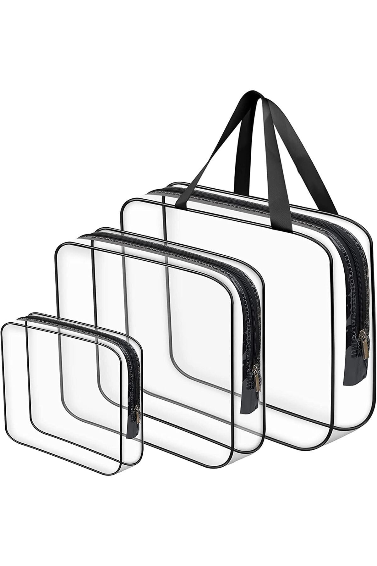 Bybaby Tatil, Plaj, Kozmetik ,makyaj Bakım Çantası Seti, Şeffaf Su Geçirmez , 3 Adet Çanta