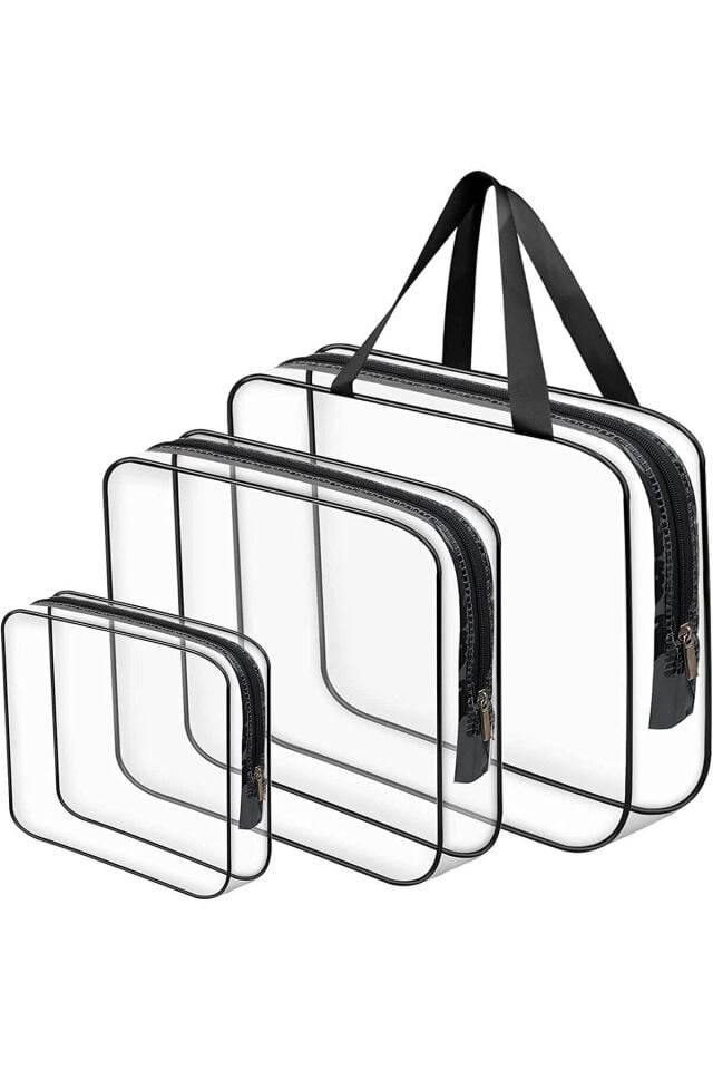 Bybaby Tatil, Plaj, Kozmetik ,makyaj Bakım Çantası Seti, Şeffaf Su Geçirmez , 3 Adet Çanta