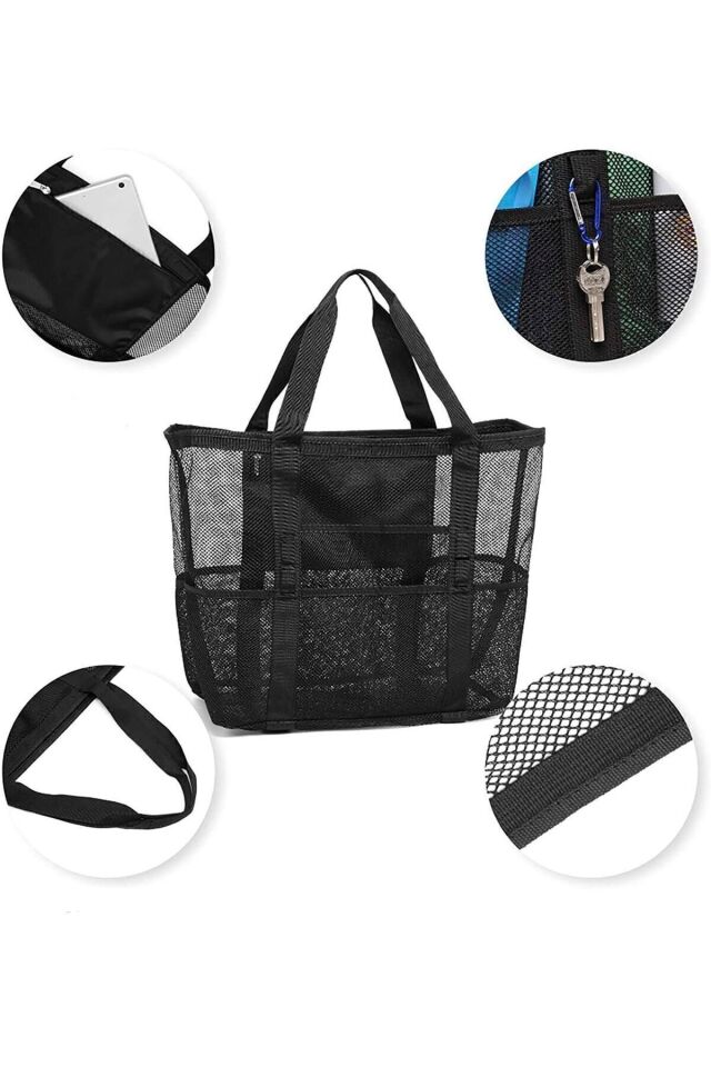 Bybaby Plaj Çantası Piknik Çantası Büyük Boy Çok Cepli Kum Tutmaz Kadın Plaj Çantası