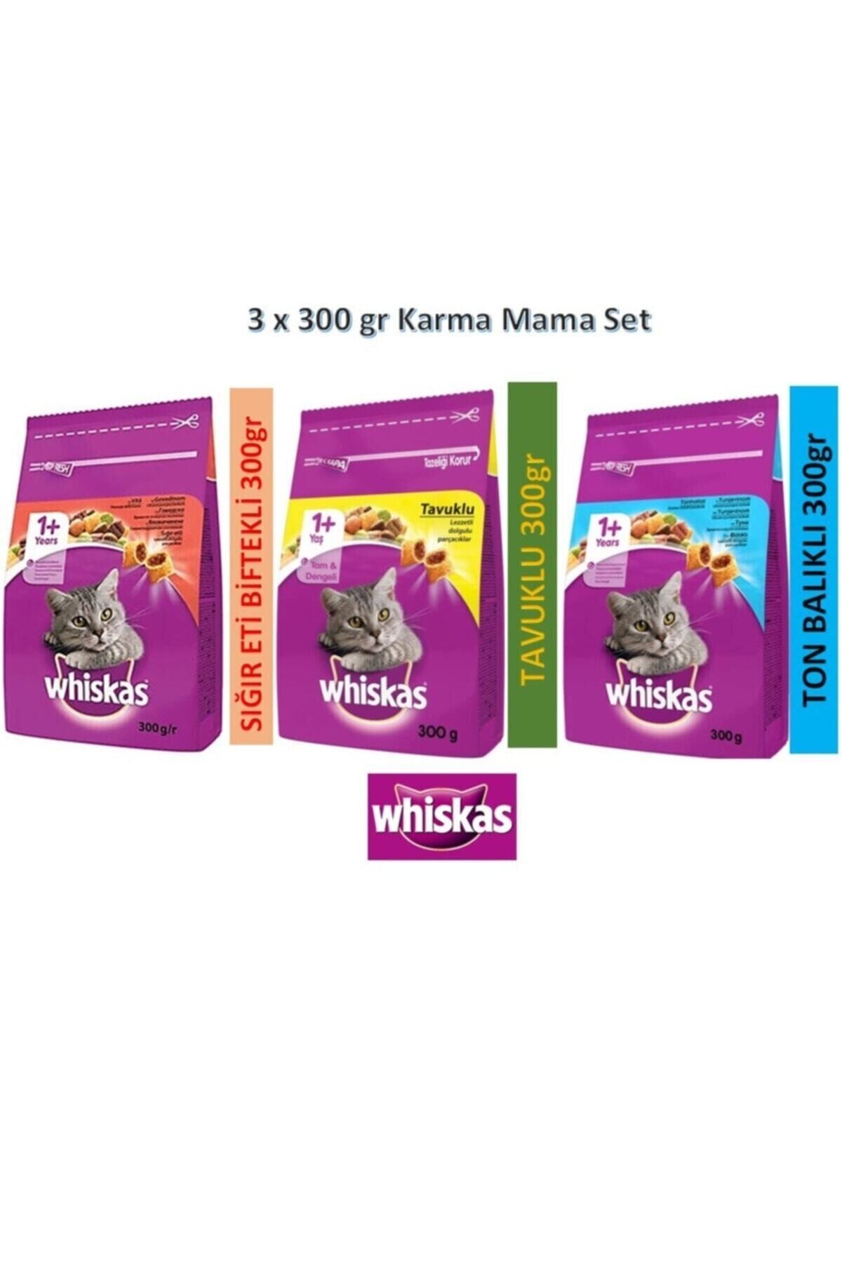 Whiskas 300gr X 3'lü Dana-tavuk-ton Balık Kedi Mama Set