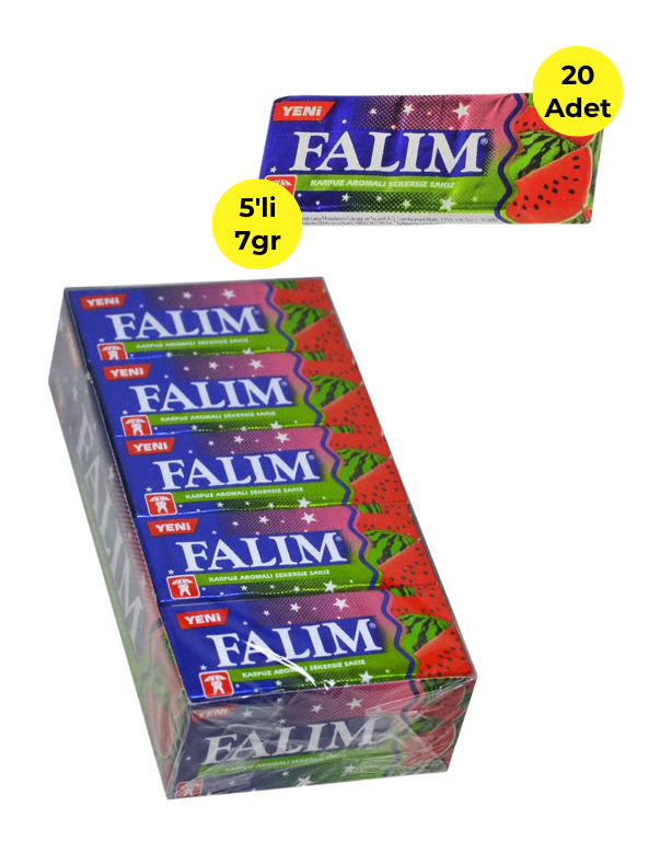 Falım Sakız 7 gr 20'li Paket Karpuz Aromalı
