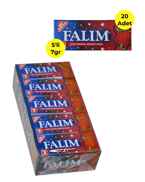 Falım Sakız 7 gr 20'li Paket Çilek Aromalı