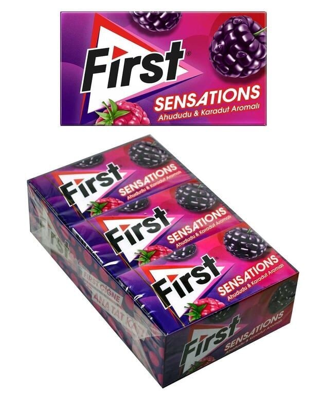 First Sensations Sakız 27 gr 12'li Paket Ahududu & Karadut Aromalı