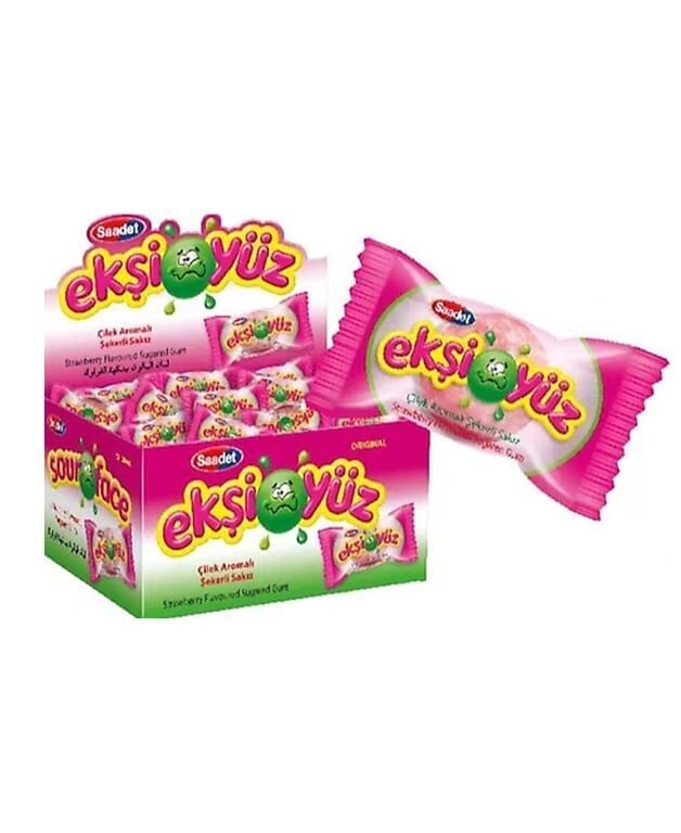 Ekşi Yüz Sakız 100'lü Paket Çilek Aromalı