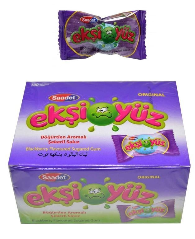 Ekşi Yüz Böğürtlen Aromalı 100'lü Paket Sakız