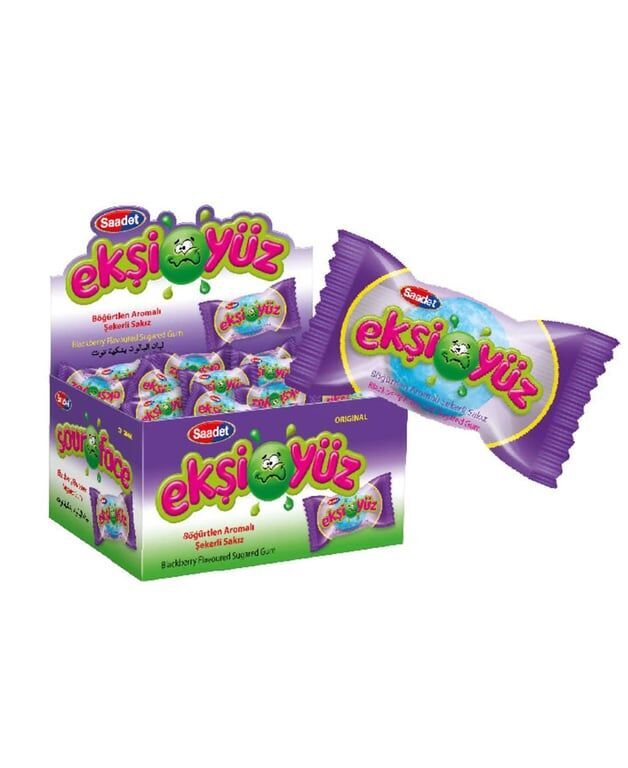 Ekşi Yüz Böğürtlen Aromalı 100'lü Paket Sakız