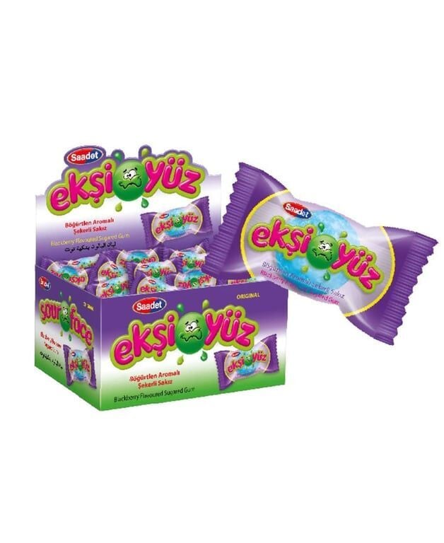 Ekşi Yüz Böğürtlen Aromalı 100'lü Paket Sakız