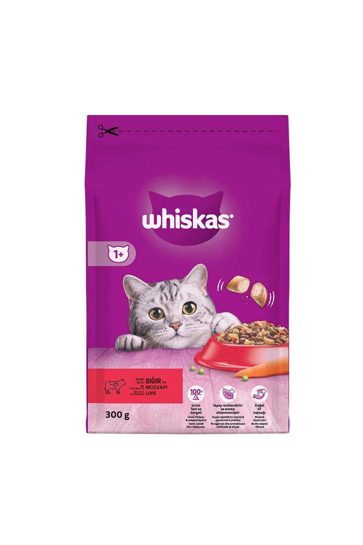 Whiskas Sığırlı (BİFTEKLİ) Kuru Kedi Maması 1+ Yaş 300 gram (7 ADET)