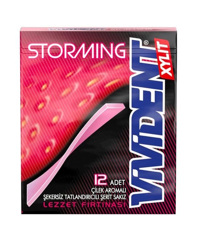 Vivident Storming Çilek Aromalı Sakız 33gr X 18'li Paket