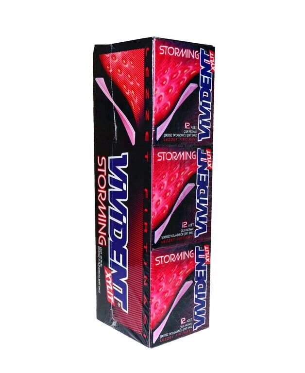 Vivident Storming Çilek Aromalı Sakız 33gr X 18'li Paket
