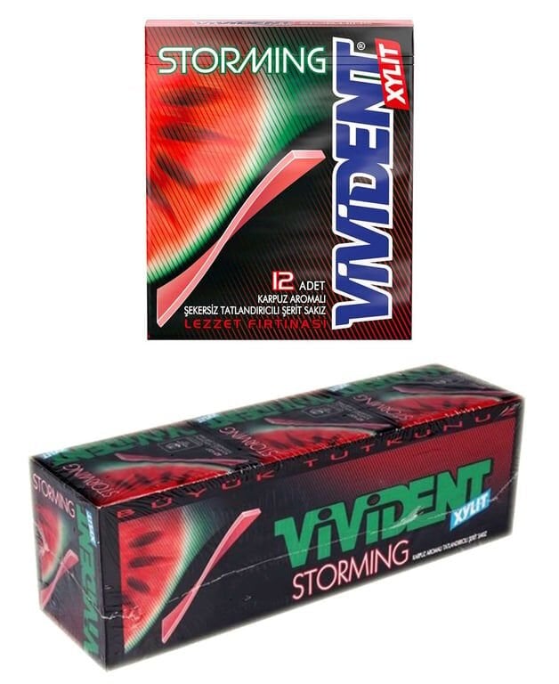 Vivident Storming Karpuz Aromalı Sakız 33gr X 18'li Paket