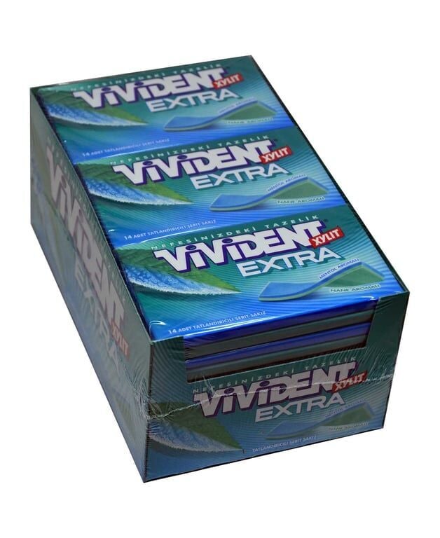 Vivident Extra Xylit Nane Aromalı Tatlandırıcılı Şerit Sakız 26 gr X 18'li Paket