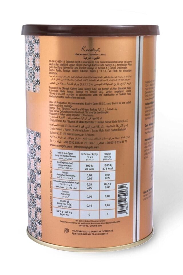 Kocatepe Kahve Türk Kahvesi 250 gr Teneke 3 'lü Paket