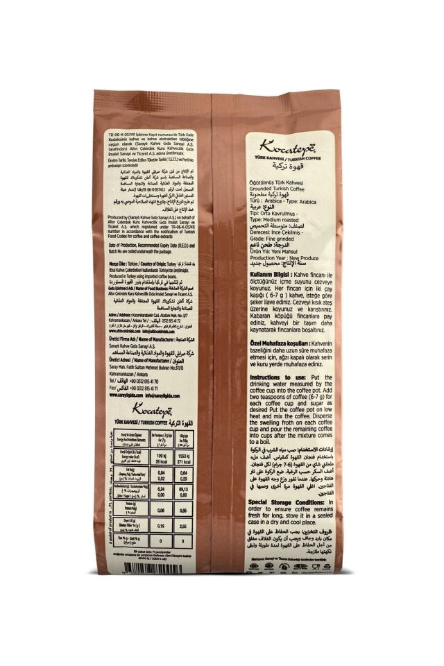 Kocatepe Türk Kahvesi 500g. Folyo X 2'li Paket