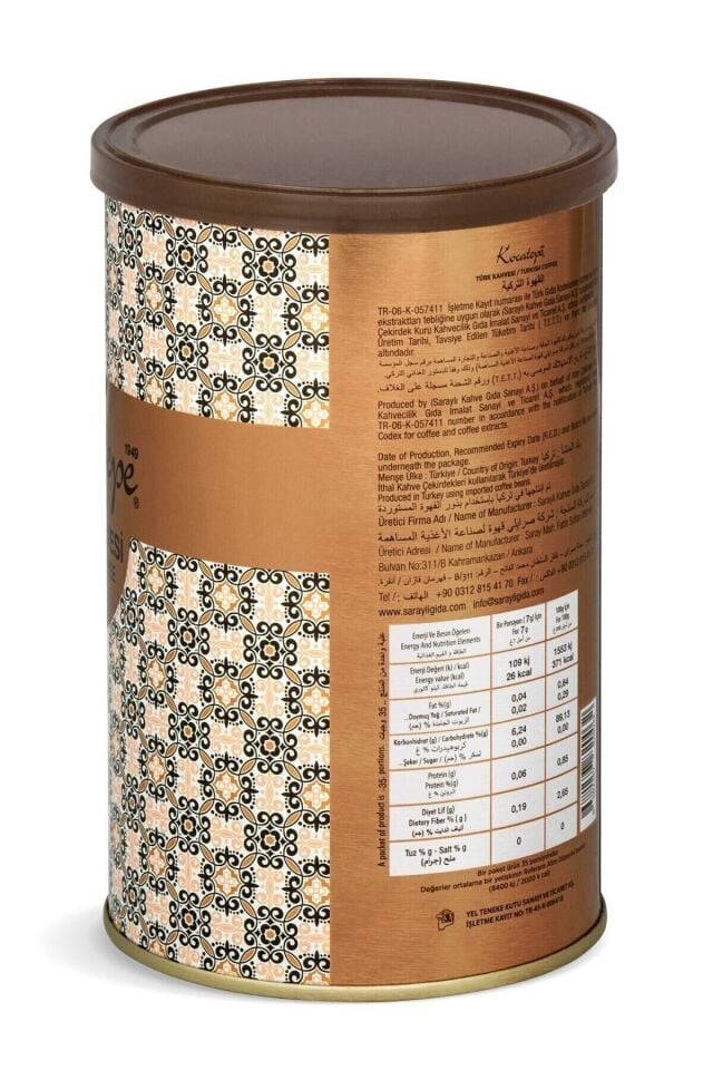 Kocatepe Kahve Türk Kahvesi 250 Gr Teneke
