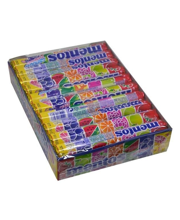 Mentos Şekerleme 37,5 gr X 20'li Paket Rainbow Karışık Meyve Aromalı Çiğnenen Draje