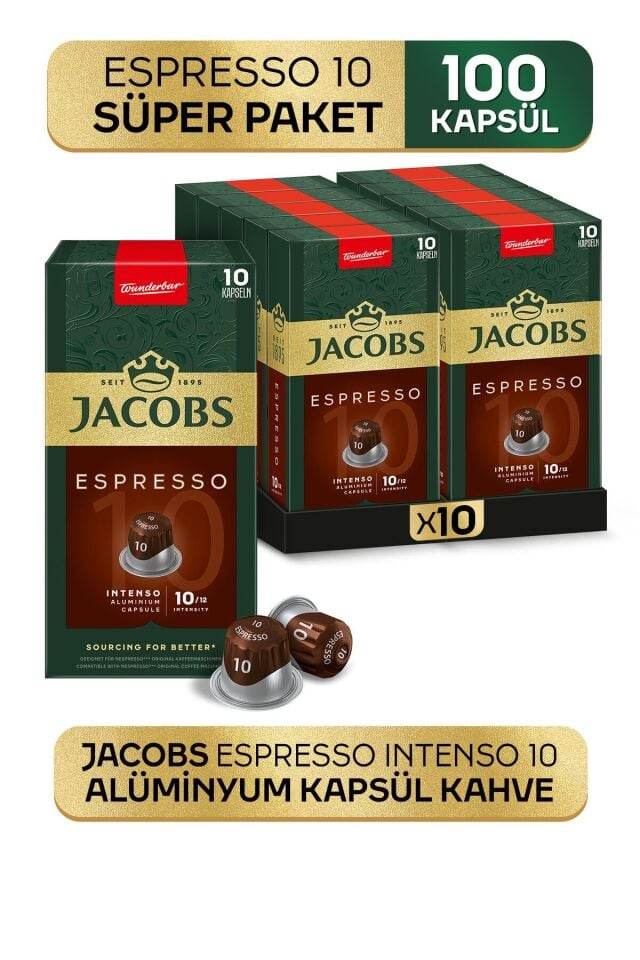 Espresso 10 Intenso Nespresso Uyumlu Alüminyum Kapsül Kahve 10 Adet X 10 Paket
