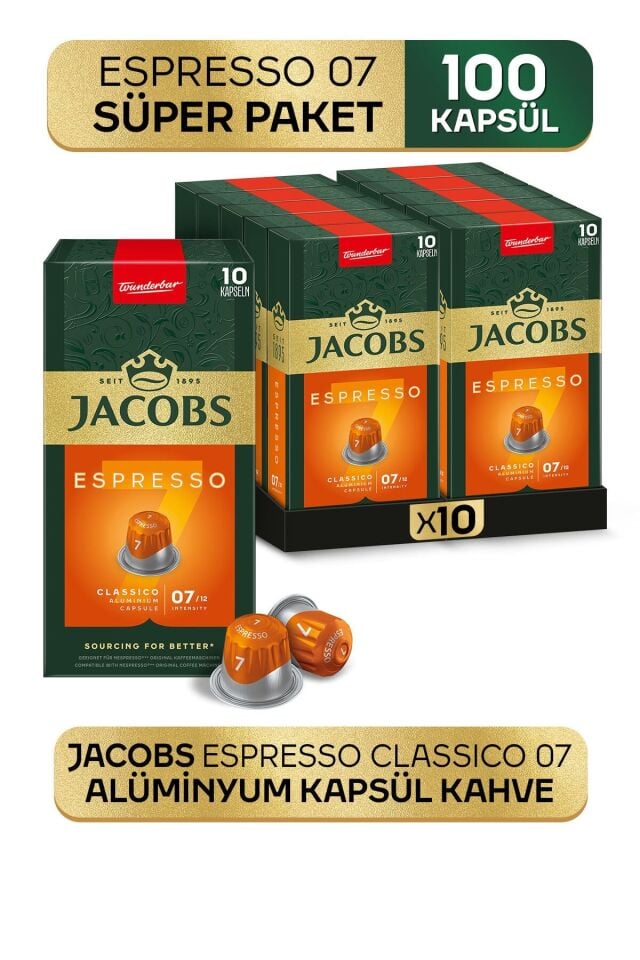 Espresso 7 Classico Nespresso Uyumlu Alüminyum Kapsül Kahve 10 Adet X 10 Paket
