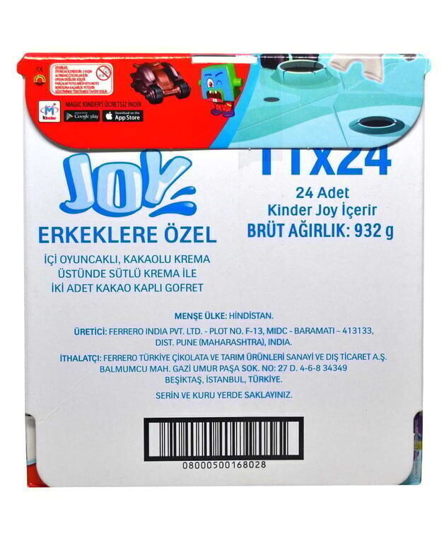 Kinder Joy Sürpriz Yumurta Erkeklere Özel Oyuncaklı 20 G x 24 Adet